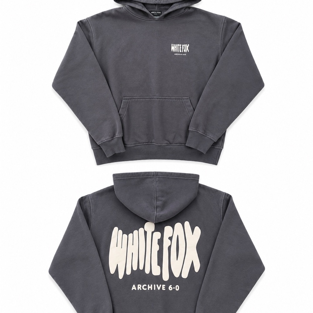 White Fox Charcoal Logo Hoodie